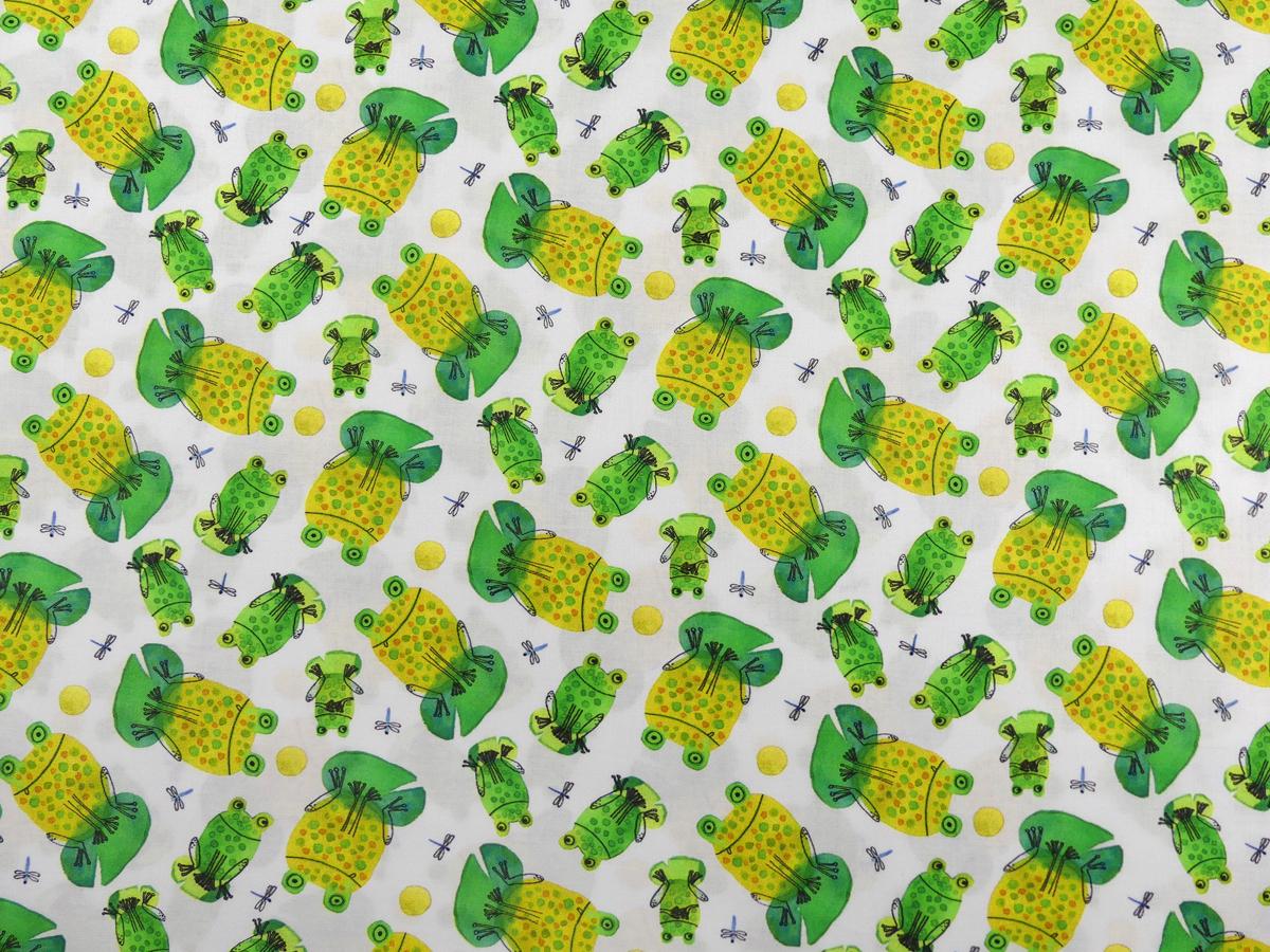 Frogtastic  Frösche grün gelb Patchworkstoff von Benartex